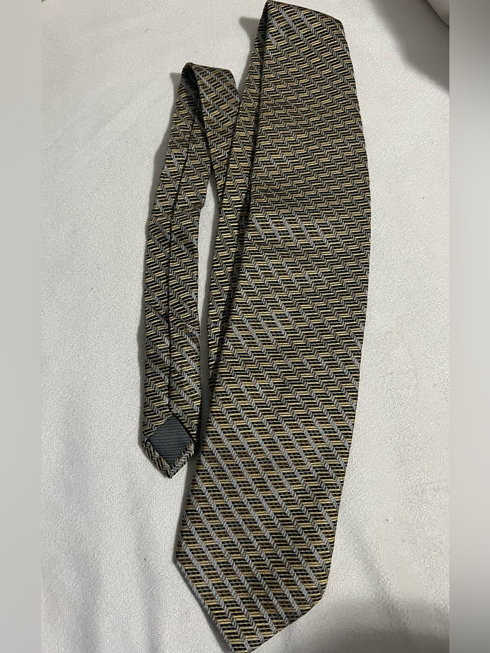 Jhane Barnes Chevron Tie in Brown, Black and Gold